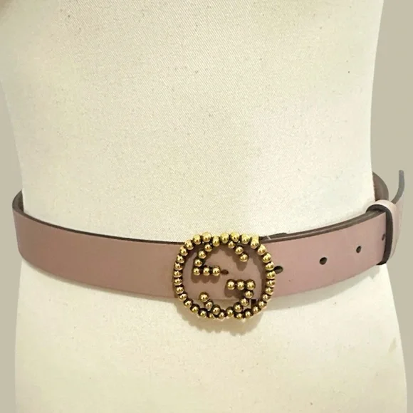 Elegant Pink Belt with Gold Accents Buy Womens Pink Belt With Gold Buckle Elegant Thin Leather  main image 2